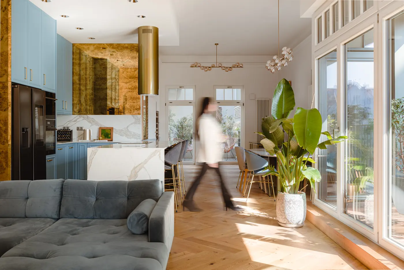 Salon apartamentu nad Odrą we Wrocławiu